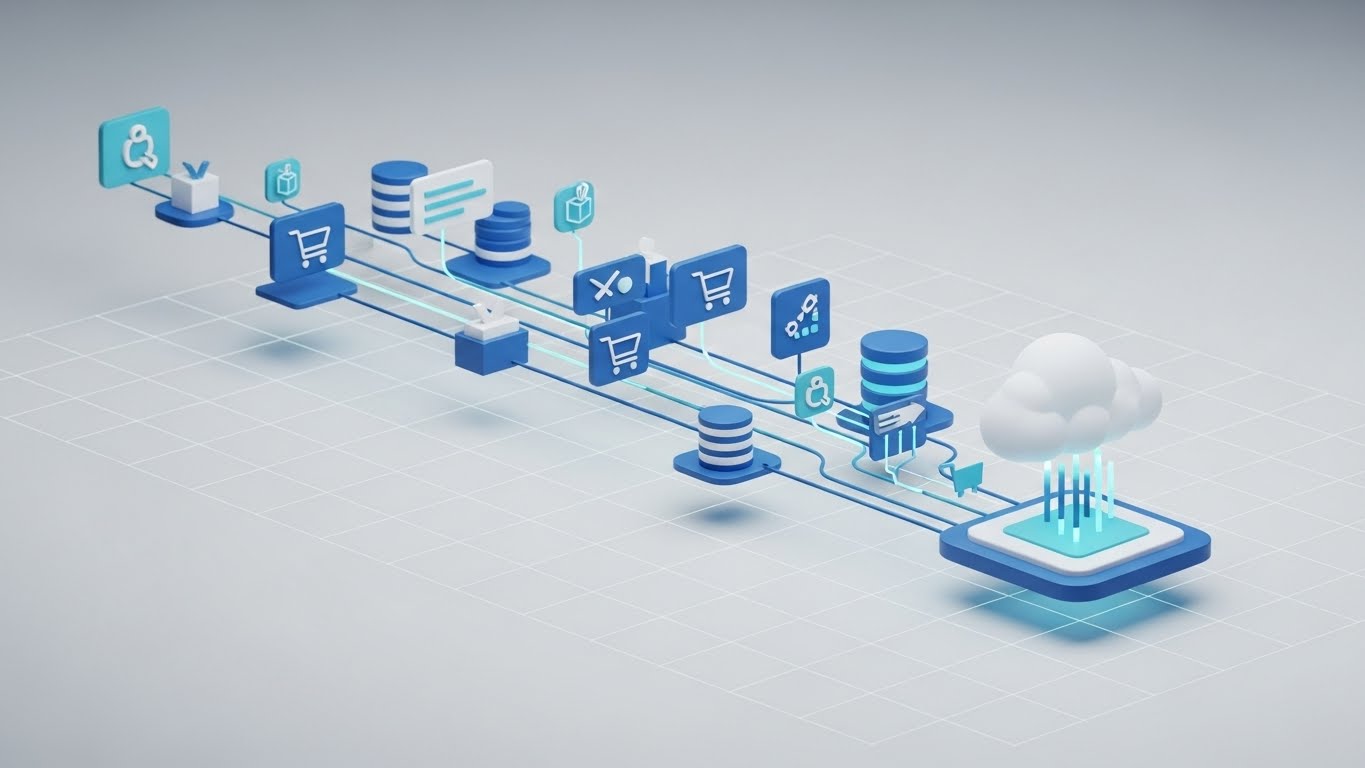 Hybrid & Cloud-native E-Commerce Migrationsarchitektur